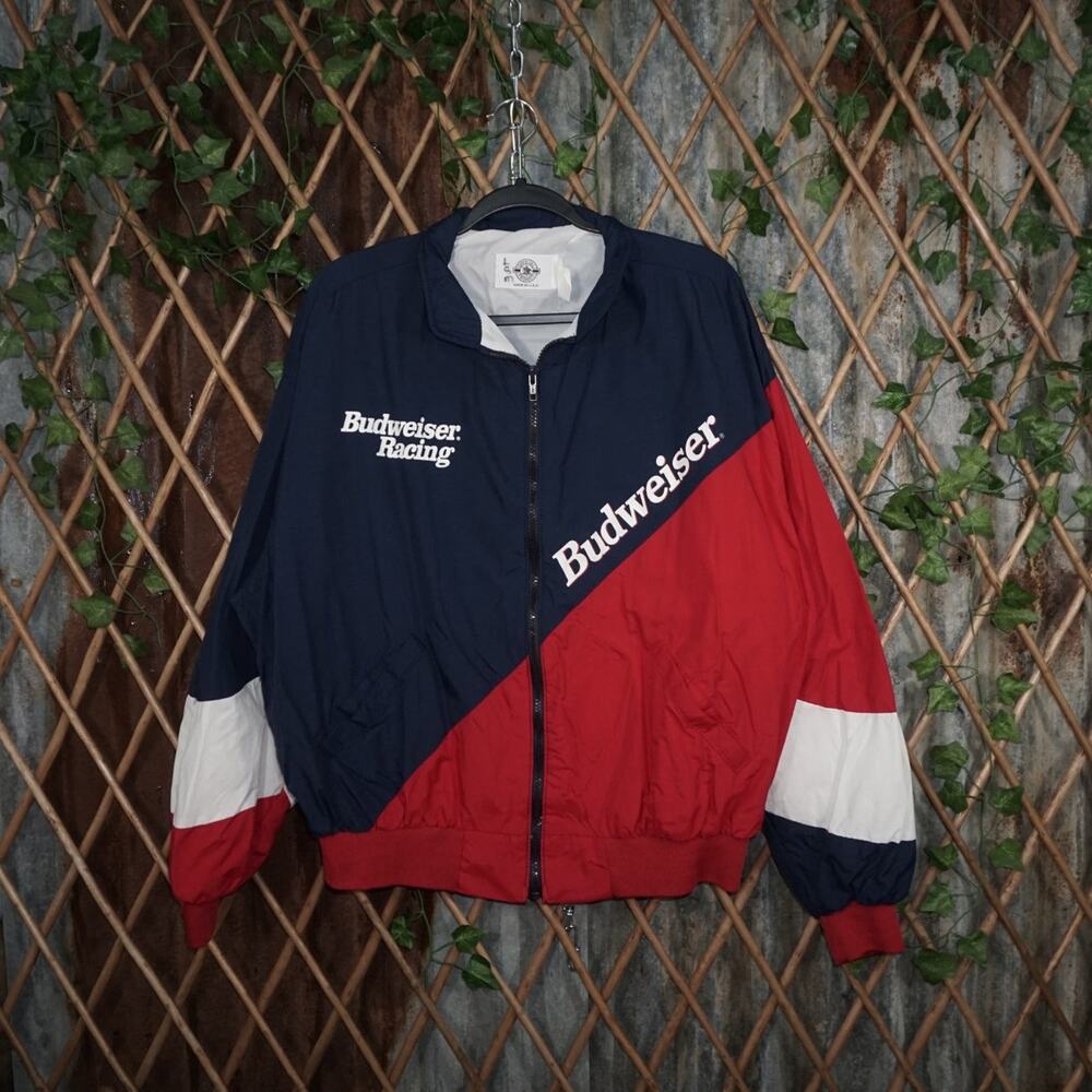 L - Vintage Y2K Budweiser Jackets Coats racing zip light